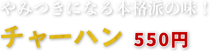 やみつきになる本格派の味！チャーハン550円